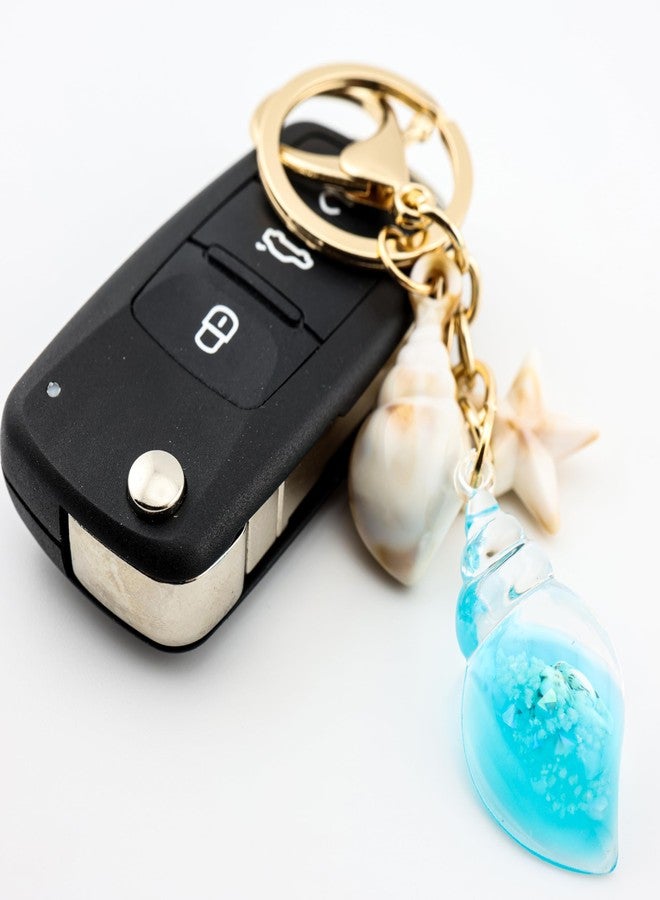 MyfavoriteK Seashell Keychain Purse Charm for Women Girls Tote Bag Backpack Accessory Cute Beach Key Chain (Turquoise) - Image 2